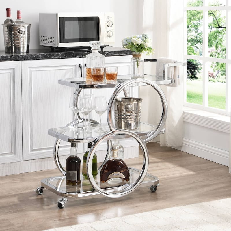 Metal Bar Cart Silver Bar Carts for the Home
