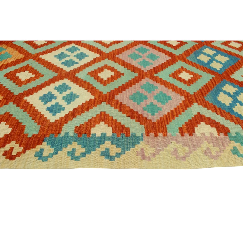 Sangat Flatweave Cyneleah Red/Ivory Rug - 6'7" x 9'8"