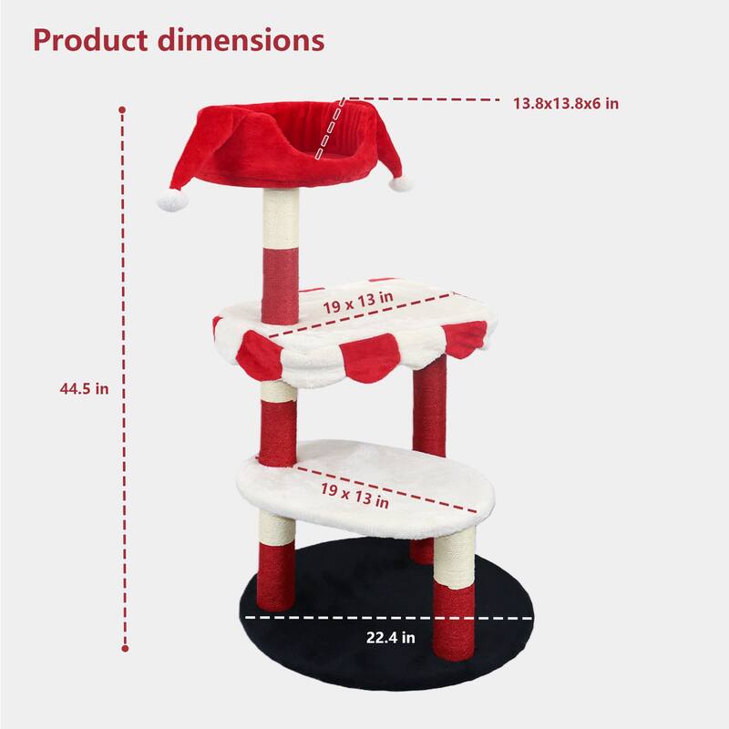 Cat Tree with Cozy Perch, Scratching Posts, Red & White Design Multi-Level Cat Furniture for Cats to Climb