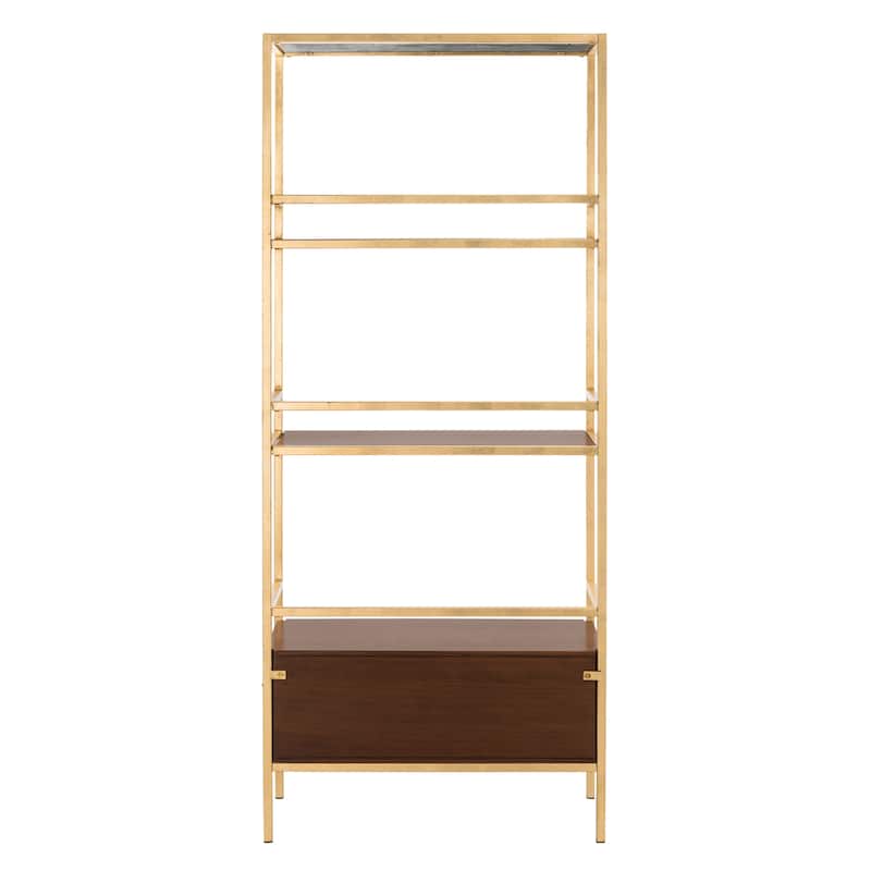SAFAVIEH Vincenza 4-Tier 1-Drawer Gold/ Grey Etagere - 30" x 14" x 72" - 30Wx14Dx72H