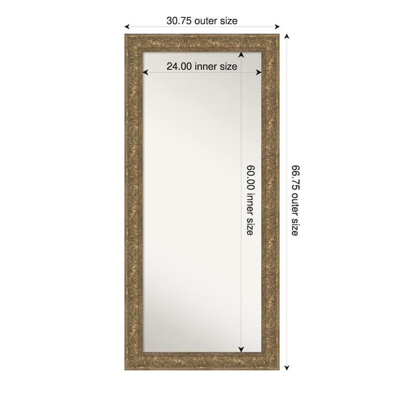 Luxe Non-Beveled Framed Full-Length Floor Leaner Mirror - 31 x 67 in - Luxe Bronze Gold