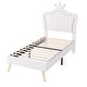 preview thumbnail 14 of 16, Twin Size Upholstered Platform Bed with Included LED Lights and Crown Headboard for Elegance