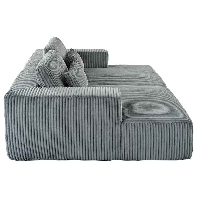 Cascade 2 - Piece Corduroy Sleeper Sofa Bed Double Lounge Chaise with 2 Pillows