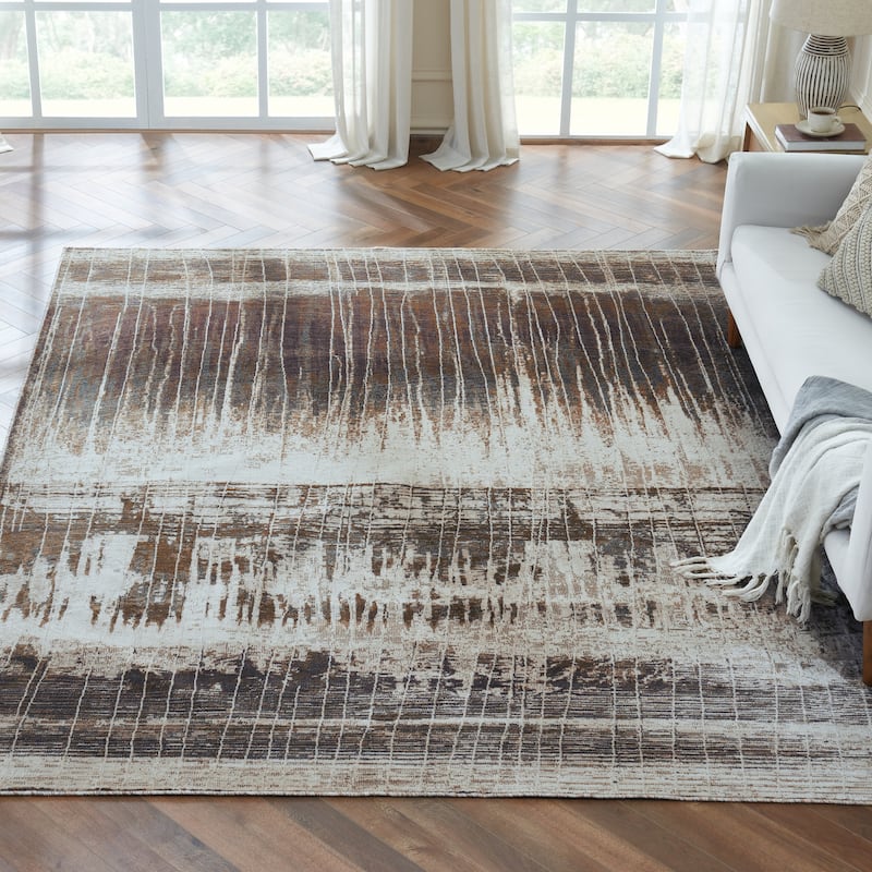 Radiant Horizon Abstract Area Rug - 7' 6" x 9' 6" - Earth - Rectangle