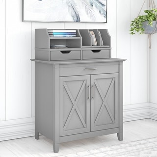 The Gray Barn Hatfield Secretary Desk with Desktop Organizers (Cape Cod Gray)