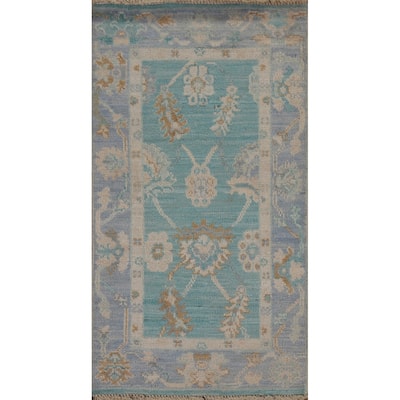 Traditional Oushak Turkish Oriental Rug Wool Hand-knotted Foyer Carpet - 2'0" x 4'0"