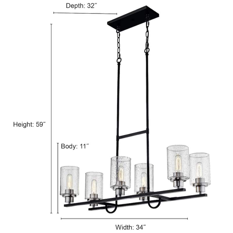 Millennium Lighting Clifton Metal Island Light in Matte Black/Brushed Nickel- 6 Lights
