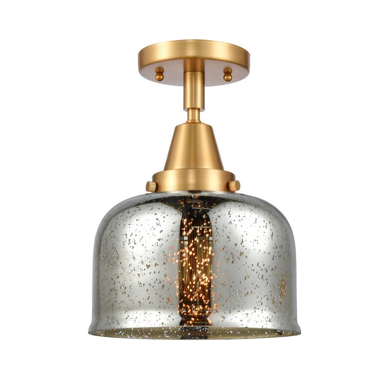 Innovations Lighting Caden Bell - 1 Light 8" Flush Mount - Silver Plated Mercury/Satin Gold