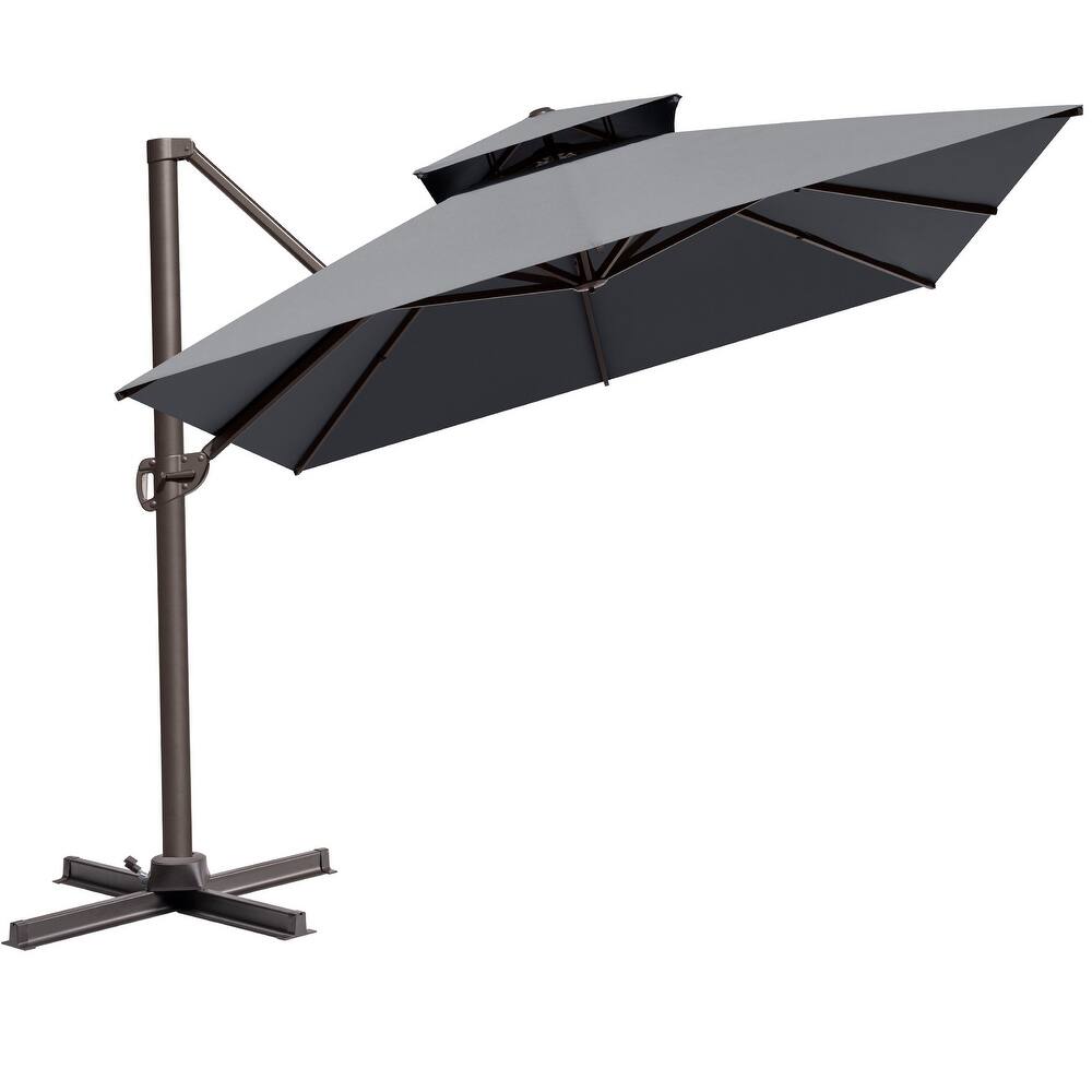 VredHom 10x13FT Outdoor Patio Offset Umbrella 360 Degree Rotation without Base