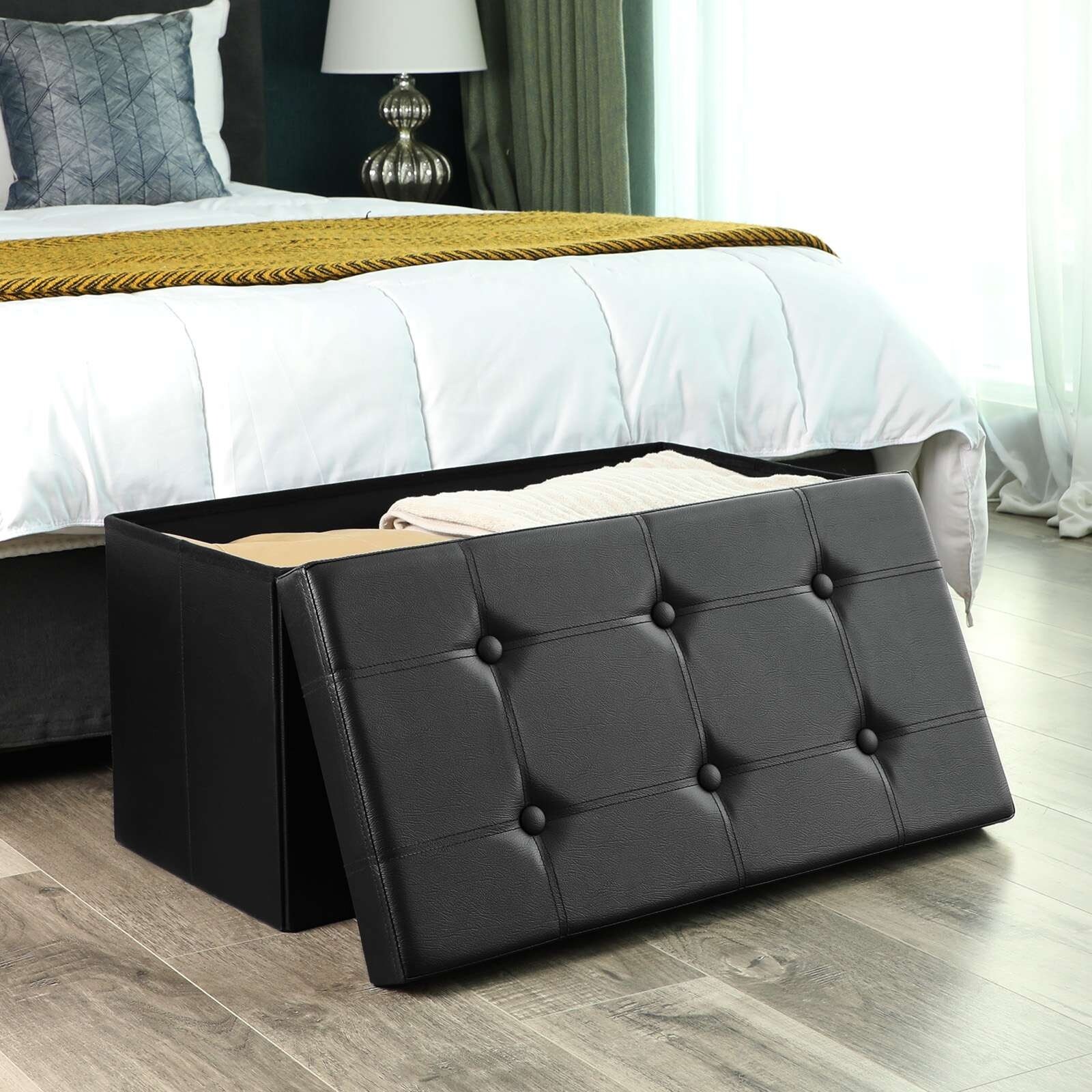 Songmics folding storage top ottoman bench