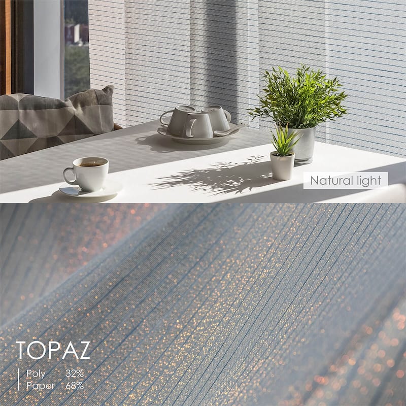GoDear Design 99.99% Blackout & Sheer Natural Woven Adjustable Sliding Panel Track Blinds, Vertical Blinds, 45.8"- 86" W x 96" L
