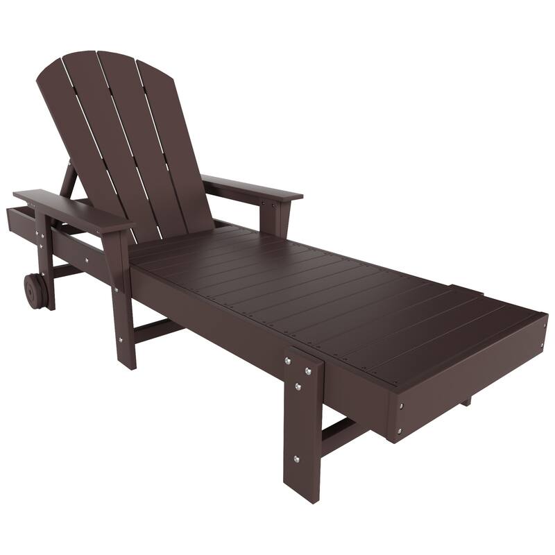 Polytrends Laguna Hdpe All Weather Outdoor Patio Pool Reclining Chaise Lounge With Arms And Wheels