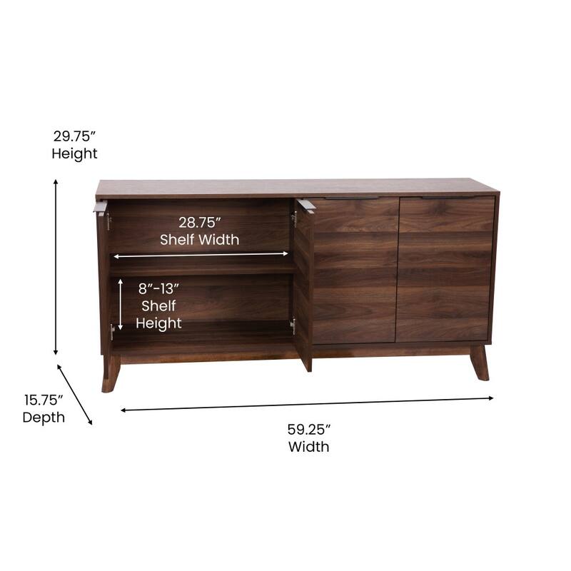 60" Buffet Cabinet with 4 Soft Close Doors and Adjustable Shelves