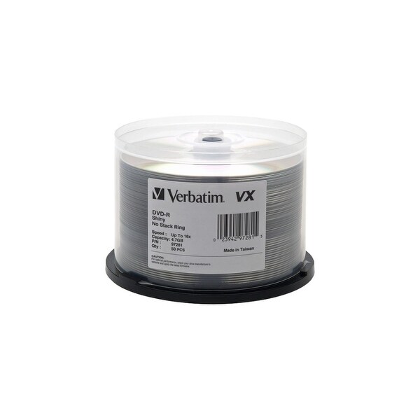 Verbatim 97281 Verbatim DVD-R 4.7GB 16X VX Dazzling Silver Silk Exhibit Printable - 50pk Spindle - 120mm - 2 Hour Highest Recording photograph relating to Verbatim Dvd R Printable called Verbatim 97281 Verbatim DVD-R 4.7GB 16X VX Bright Silver Silk Show Printable - 50pk Spindle - 120mm - 2 Hour Greatest Recording