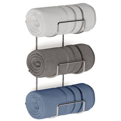 Wallniture Boto Wall Mount Towel Rack for Bathroom Decor, 3 Sectional Bathroom Organizer, Chrome, Straight Shape