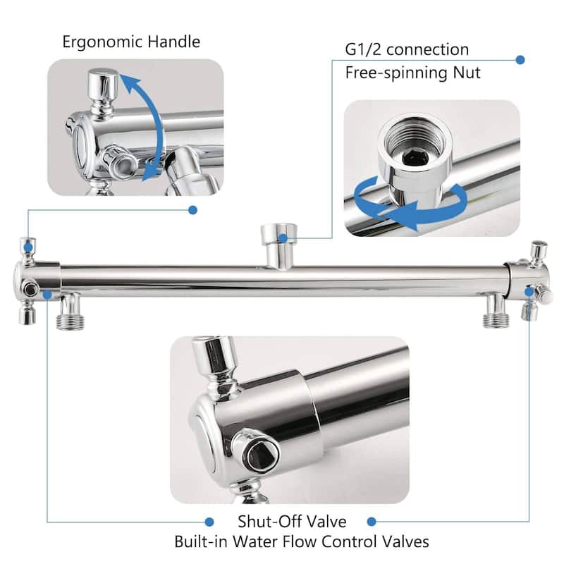 Double Shower Head with Built-in Valve, 6 Setting Dual Shower Head Design for Couple