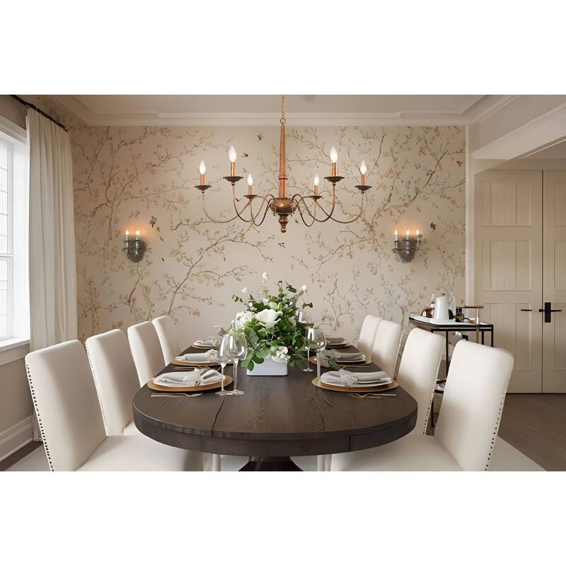 6-Light French Manor Chandelier – Distressed Gold Brass - Antique Brass