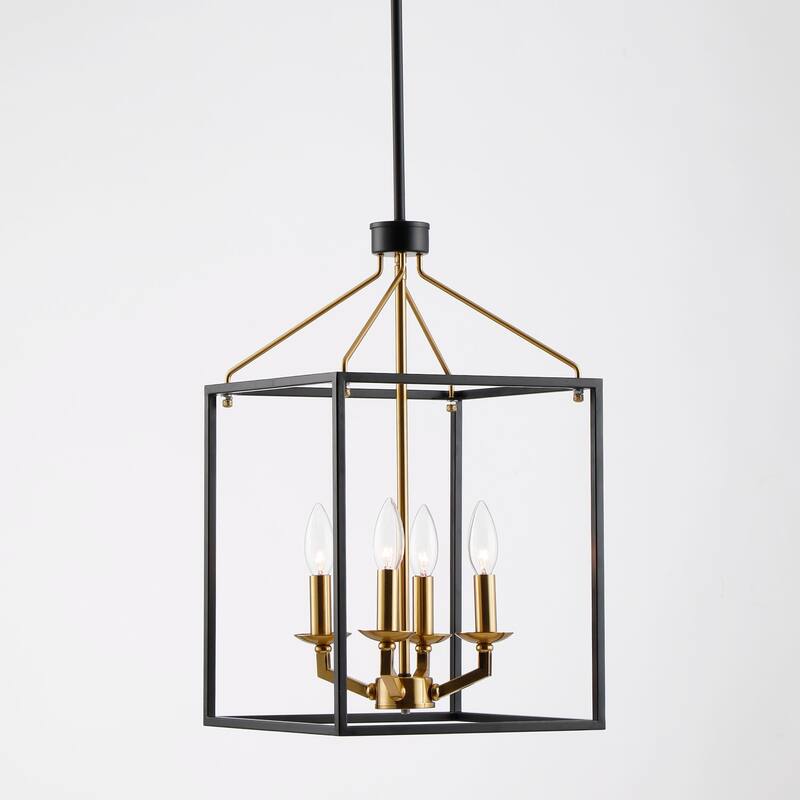 12" Black/ Gold 4-Light Foyer Pendant Chandelier Light