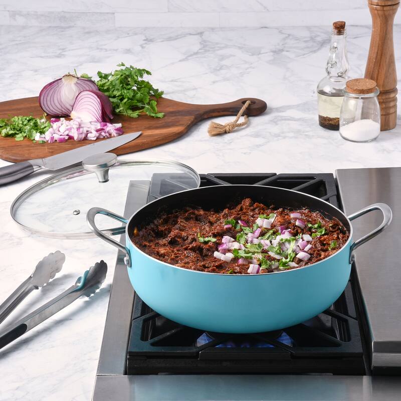Infuse 6Qt Aluminum Caldero / Saute Pan - Aqua