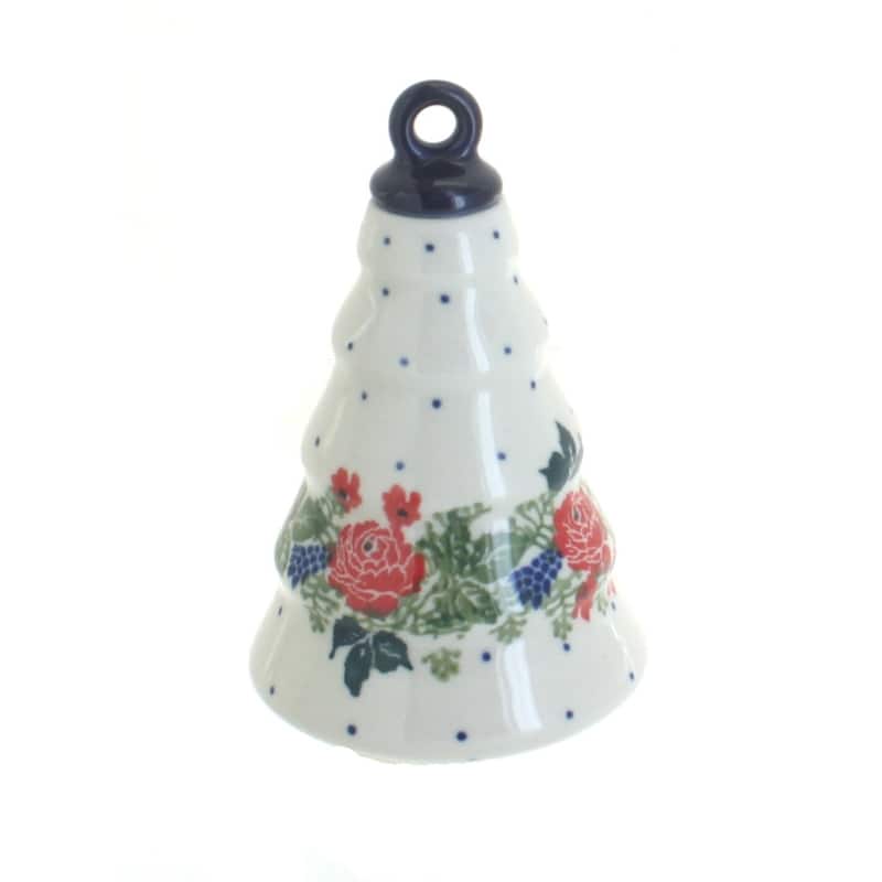 Blue Rose Polish Pottery 189 Ceramika Artystyczna Christmas Tree Ornament - Winter Floral
