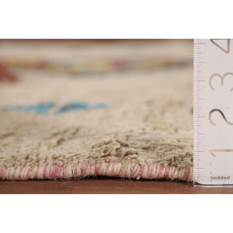 Geometric Plush Moroccan Area Rug Handmade Wool Carpet - 5'8" x 8'6"