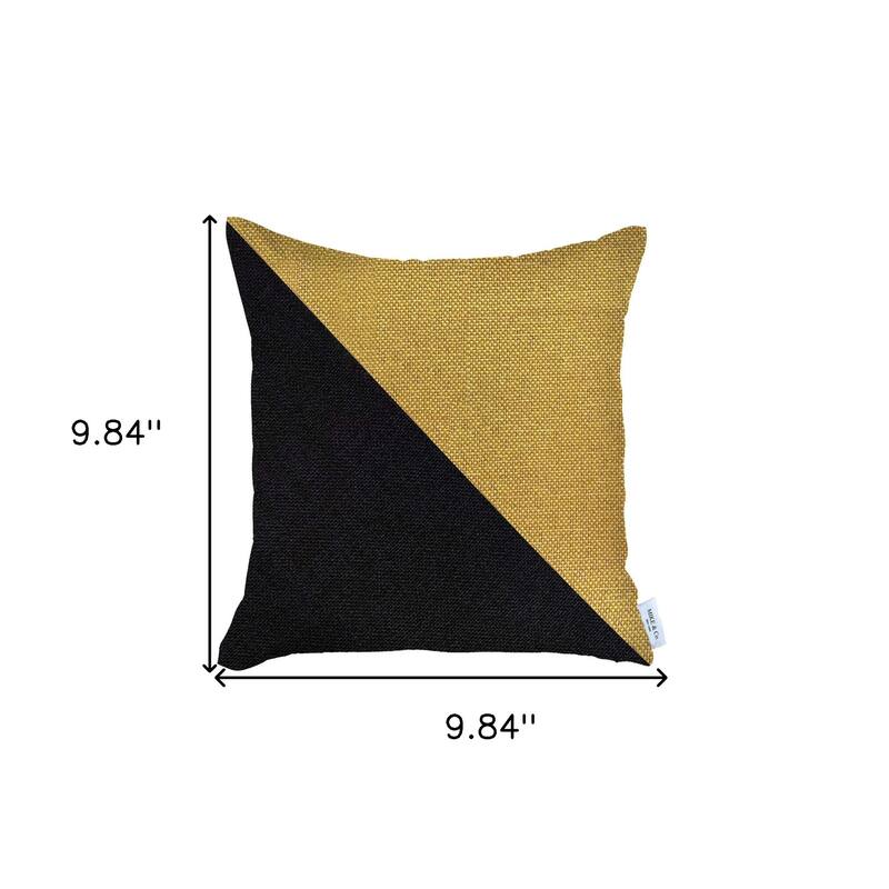 HomeRoots 18" X 18" Yellow And Black Geometric Zippered Handmade Polyester Throw Pillow Cover