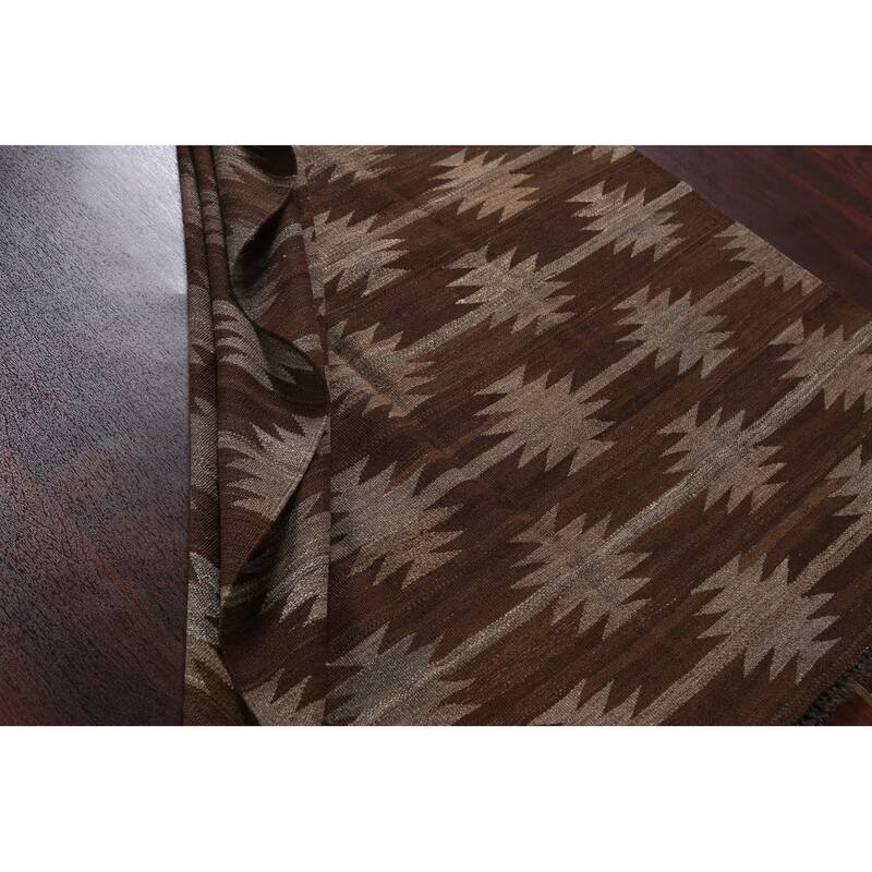 Natural Dye Kilim Oriental Geometric Tribal Wool Area Rug Flat-woven - 4'9" x 6'9"