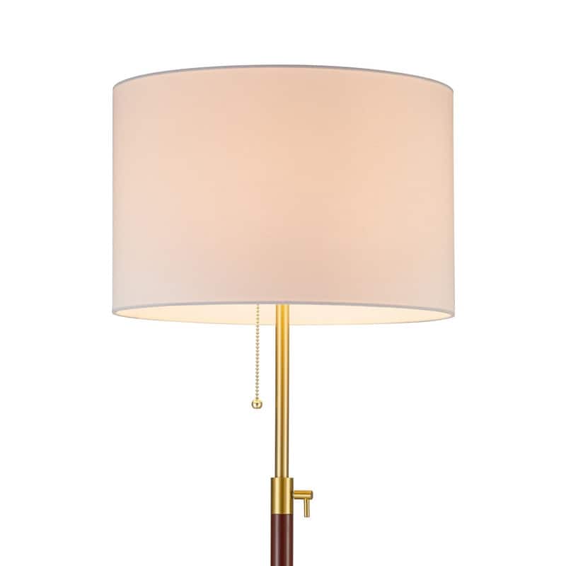 KAWOTI 64.5" Red Wood & Antique Brass Adjustable Floor Lamp