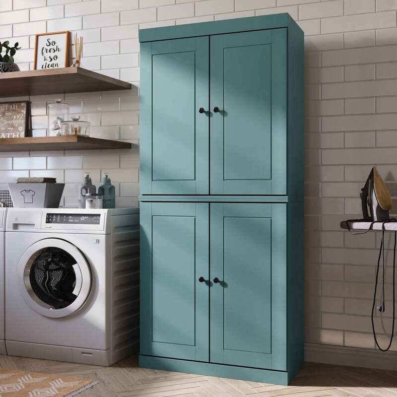 Palace Imports 100% Solid Wood Bathroom & Laundry Storage Cabinet, Raised Panel Doors, Adjustable Shelves, 32" Wide, 71.5" Tall
