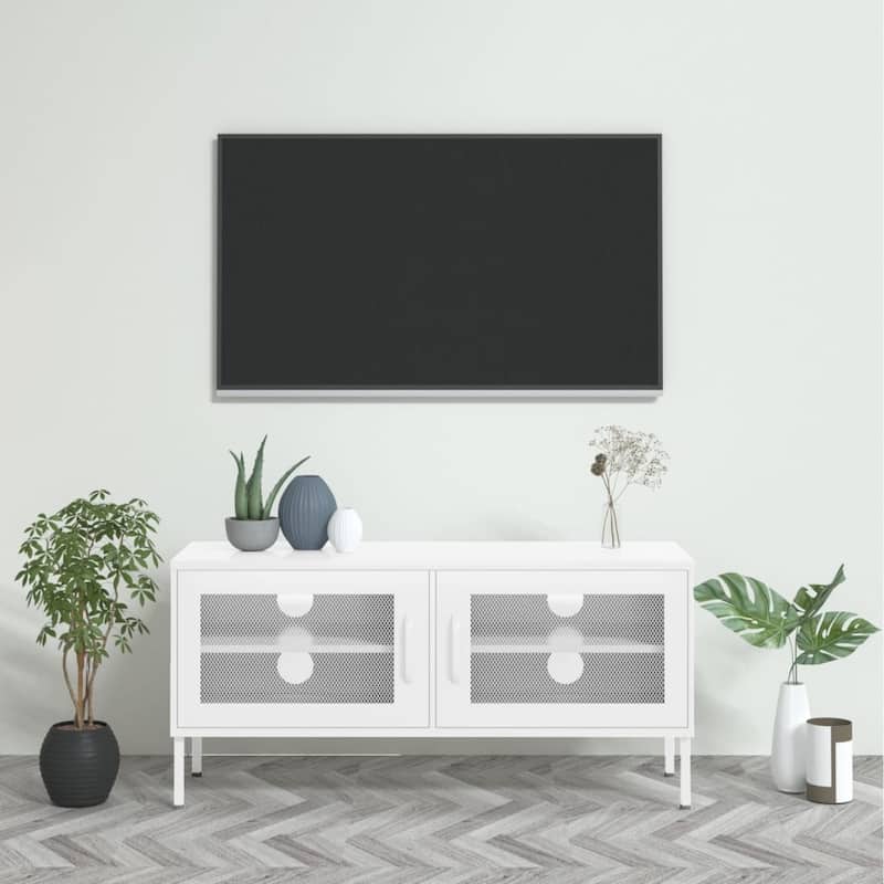 vidaXL TV Stand TV Unit Sideboard Home TV Console Media Unit Cupboard Steel - 41.3" x 13.8" x 19.7" - Black