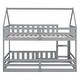 preview thumbnail 14 of 26, Twin over Twin Solid Pine House Bunk Kids Bed Frame with Fence and Door, Grey
