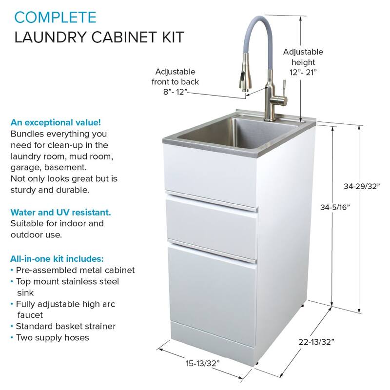 Transolid TRS_TC2D-1522 Contemporary Laundry Cabinet 15-1/2" Free