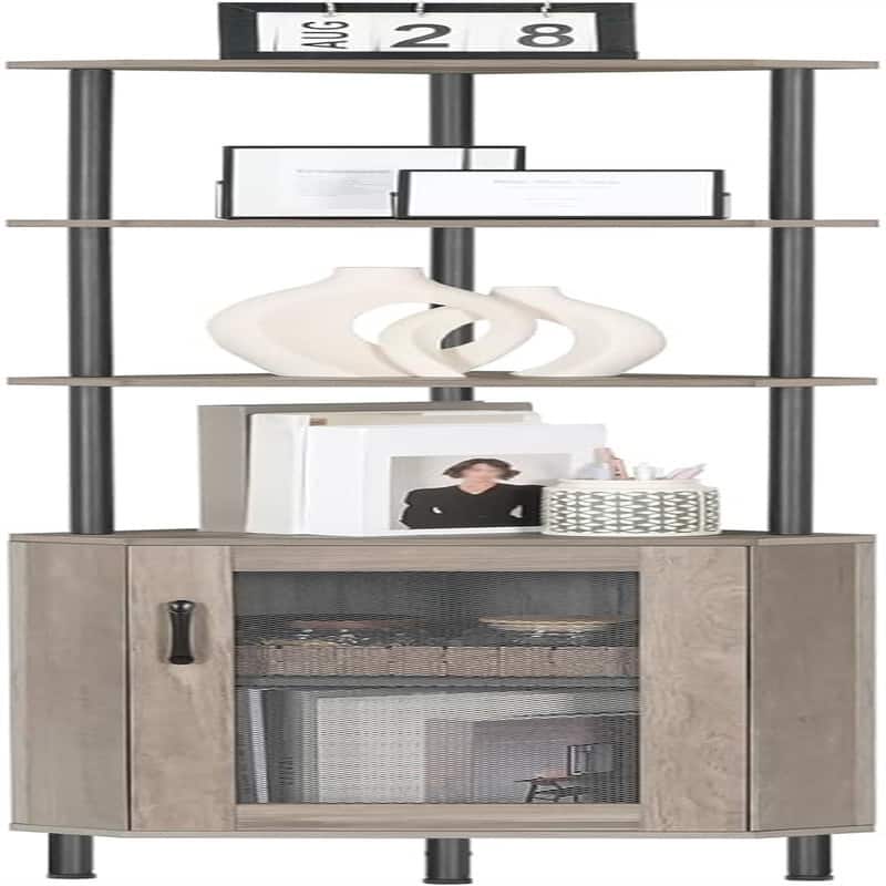 Corner Shelf with Storage - 11.8"D x 11.8"W x 64.8"H