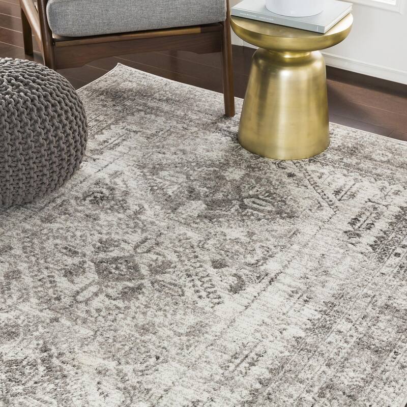 Livabliss Monte Carlo Updated Traditional Medallion Area Rug - Charcoal - 6'7" x 6'7" Square