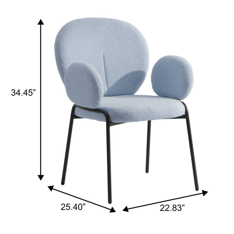 Celestial Modern Boucle Upholstered Accent Side Dining Chairs with Black Iron Legs for Living/Dining Room (Set of 4)