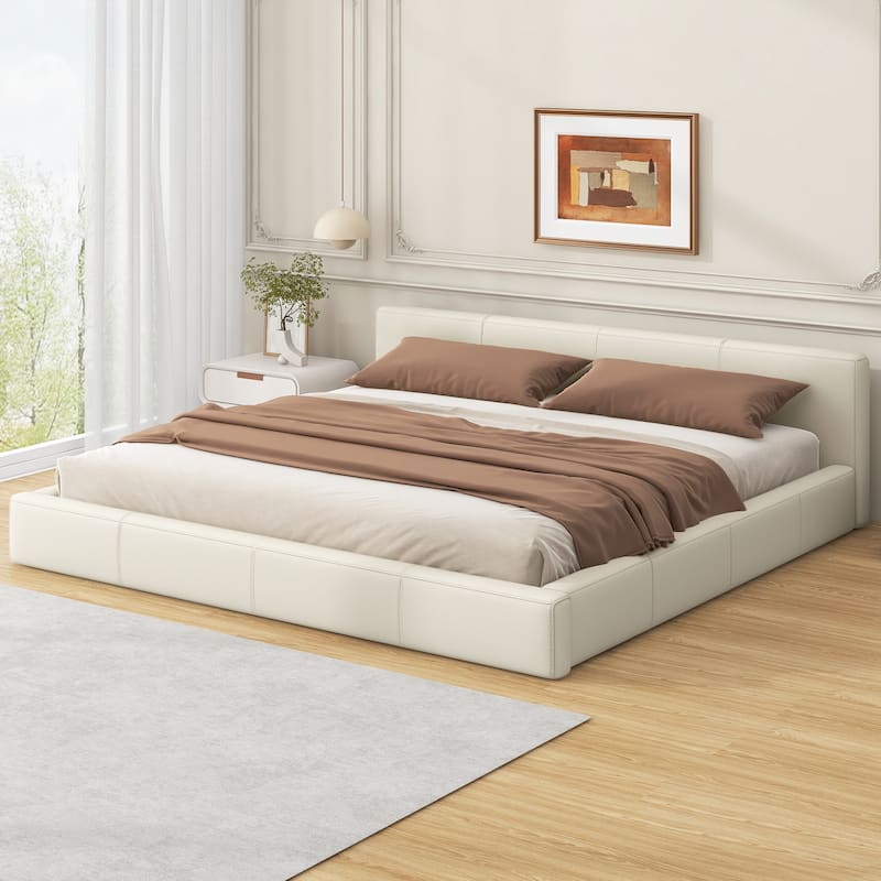 Christopher Knight Home - Faux Leather Upholstered Modern Platform Bed with Sturdy Wood Frame, No Box Spring Needed