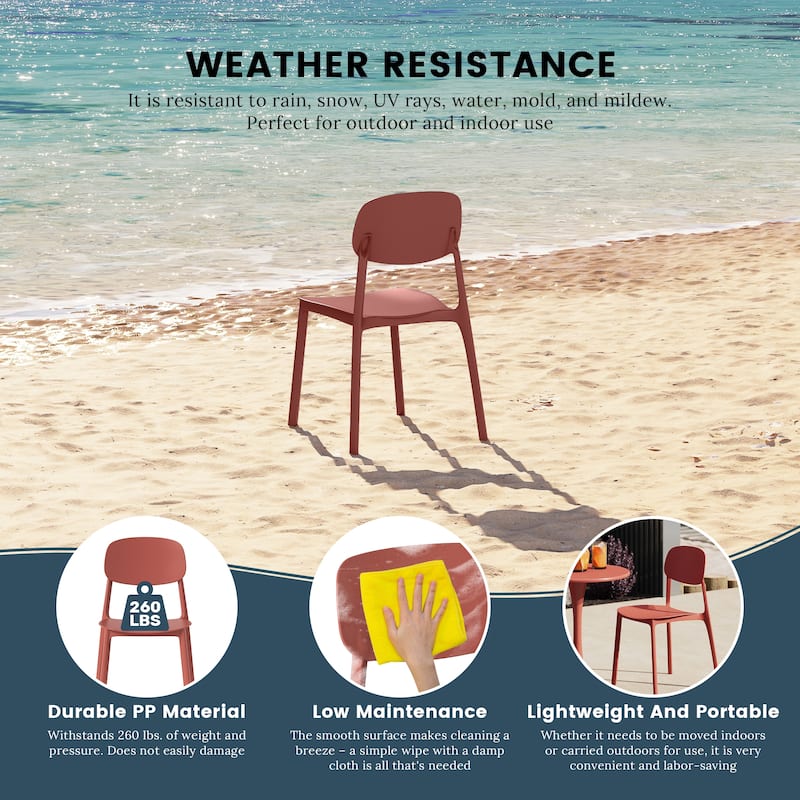 Frond and Form Outdoor Patio Stacking Dining Side Chair (Set of 2)