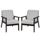 preview thumbnail 40 of 64, Costway Set of 2 Fabric Accent Armchair Solid Wood Upholstered Lounge - See Details Light Grey