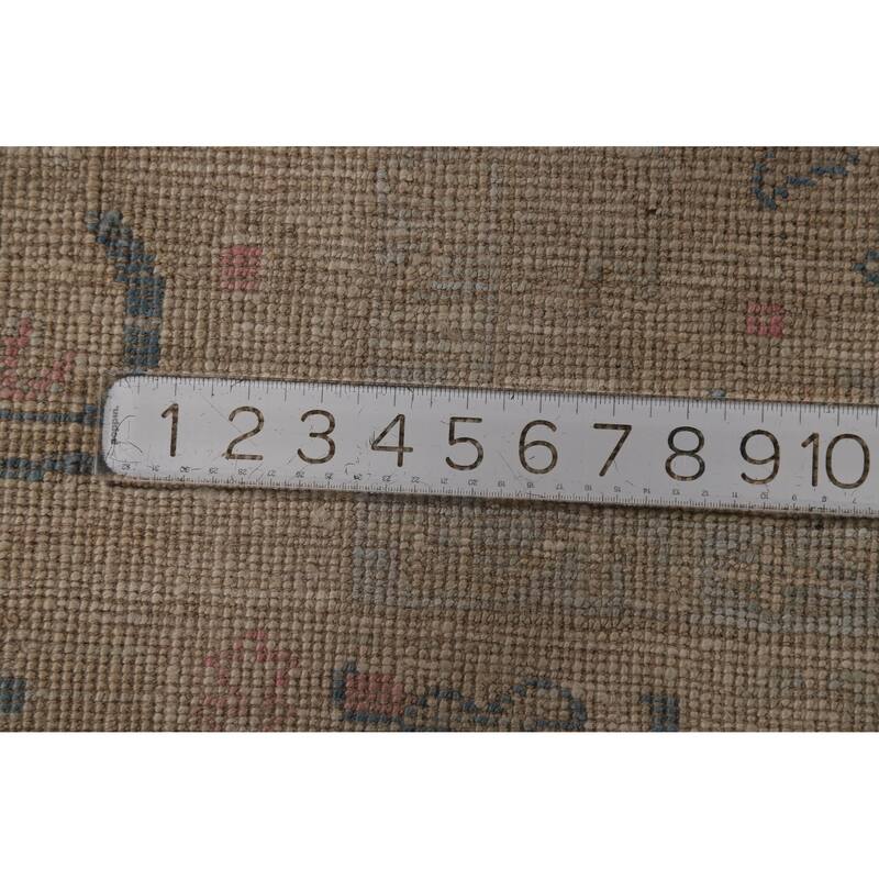 Vegetable Dye Oushak Turkish Rug Handmade Bedroom Beige Wool Carpet - 4'10"x 7'5"