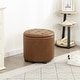 preview thumbnail 9 of 49, Adeco Faux Leather Round Storage Ottoman with Tufted