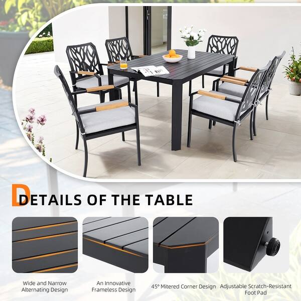 Modern Outdoor Aluminum Table With Alternating Wide And Narrow Slats ...