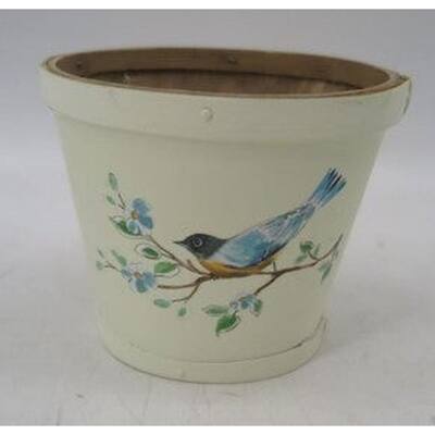 Cream With Blue Bird Planter