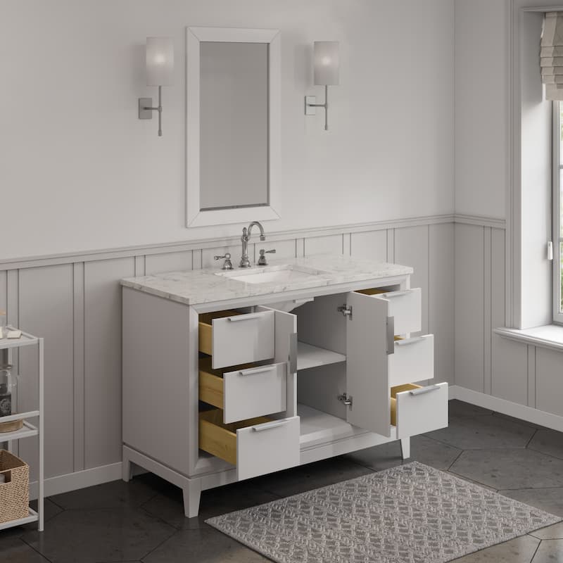 Elizabeth 48" Carrara White Marble Bathroom Vanity with Faucet