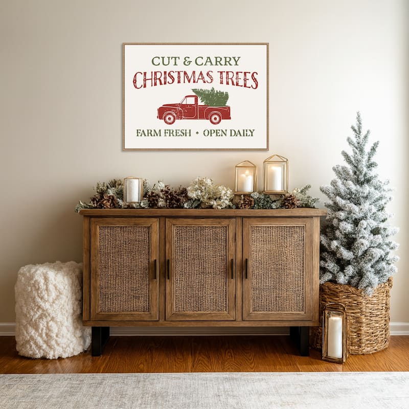 Christmas Farm Sign II by Victoria Barnes Framed Canvas Wall Art Print