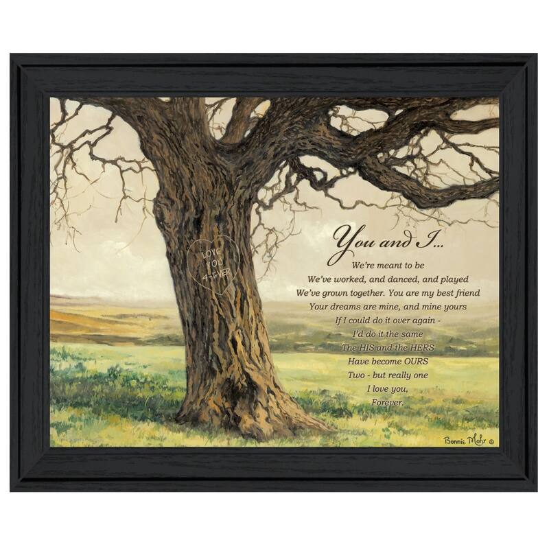 TrendyDecor4U Farmhouse "Forever" Framed Print Wall Art by Bonnie Mohr - Earthtone