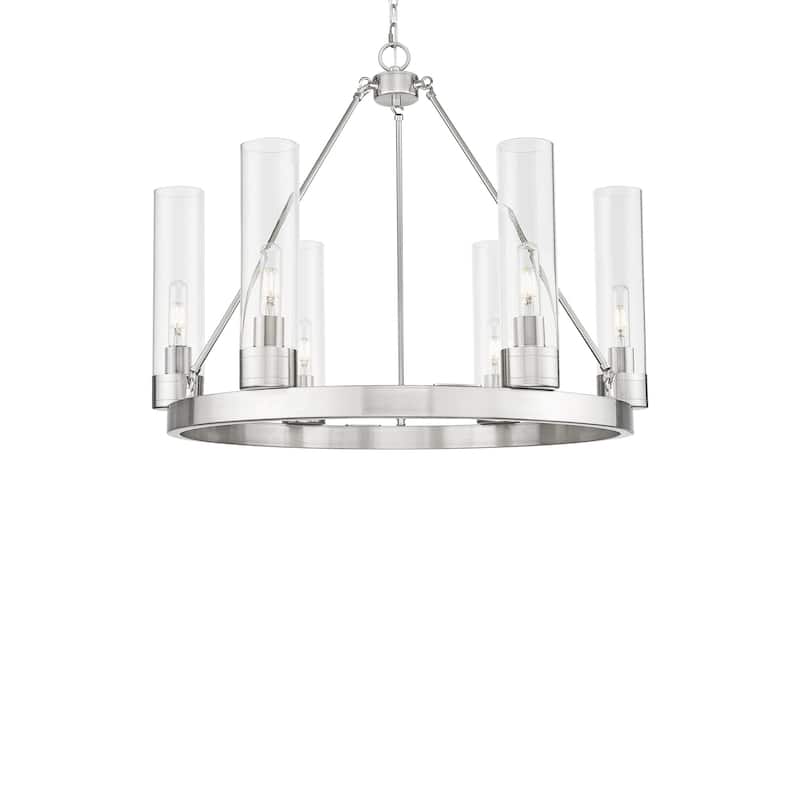 Innovations Lighting 617-6CR-24-29 Boreas Chandelier Boreas 6 Light - Satin Nickel / Clear