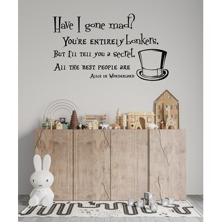 Alice in wonderland teacup with wine advice quote vinyl wall art decal transfer 