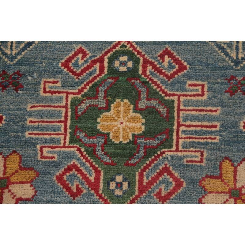 Light Blue Kazak Oriental Foyer Rug Hand-Knotted Wool Carpet - 2'10" x 4'1"