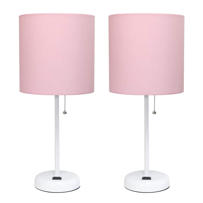 Simple Designs 19.5" 2 Pack Table Desk Lamp Set with Charging Outlet - 19.50