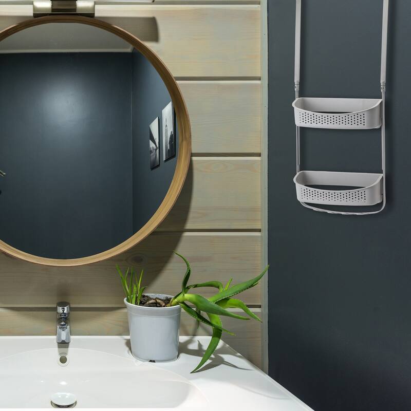 IH Casa Decor Over The Door 2 Tier Shower Caddy Gray - Grey